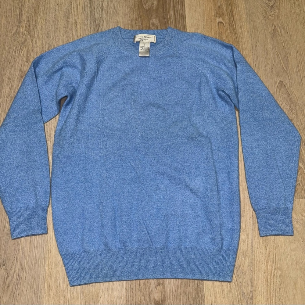 Paolo Mondo 100% Cashmere Blue Sweater - Size Small